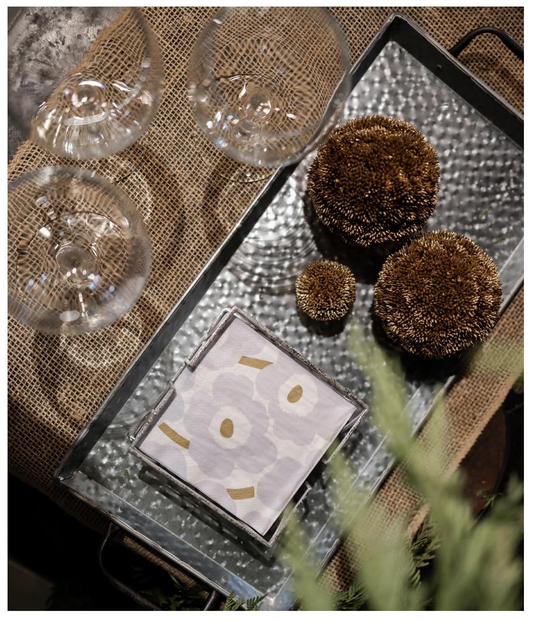 IHR Ideal Home Range Cocktail Napkins Marimekko Disposable 3-Ply Paper Party Napkin Pack, 5" x 5", Unikko White/Silver, 20-Count - Image 3