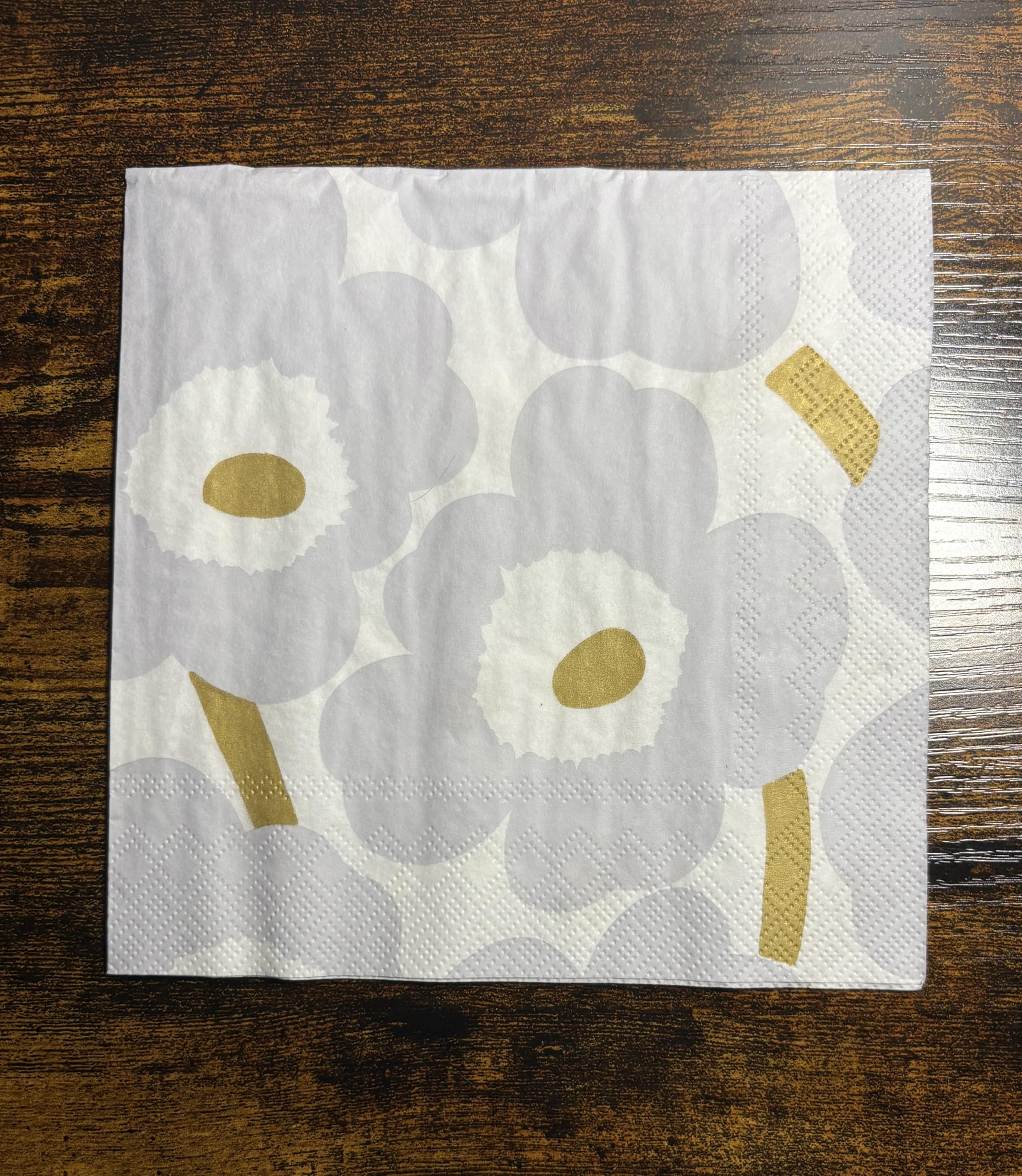 IHR Ideal Home Range Cocktail Napkins Marimekko Disposable 3-Ply Paper Party Napkin Pack, 5" x 5", Unikko White/Silver, 20-Count - Image 5