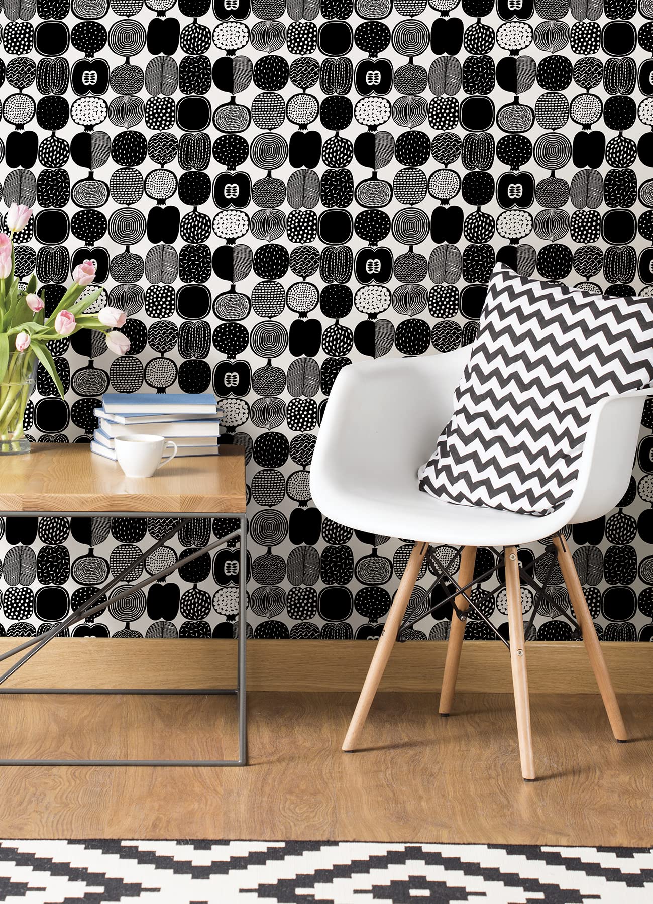 MARIMEKKO Black & White Kompotti Peel & Stick Wallpaper (Pack of 2) - Image 3