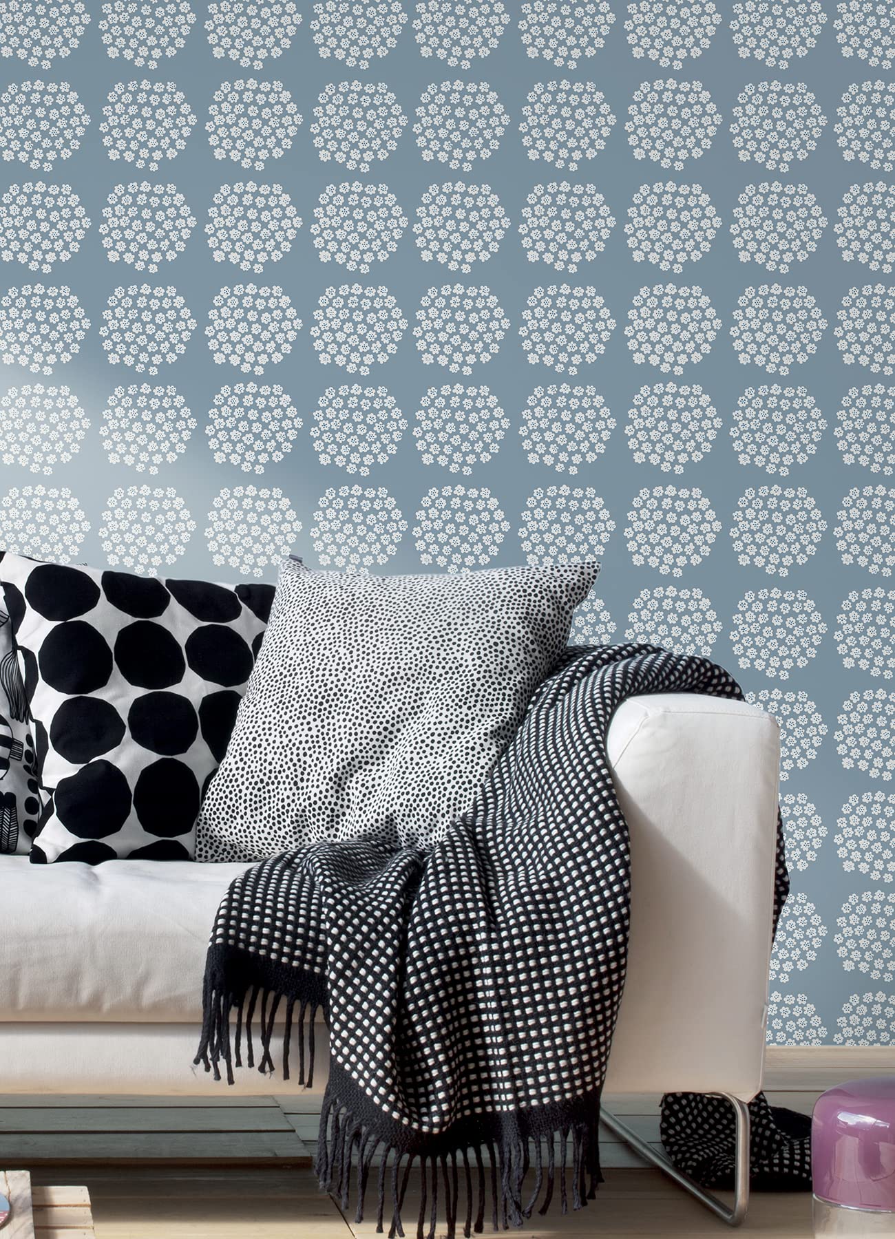 MARIMEKKO Blue Puketti Peel & Stick Wallpaper - Image 4