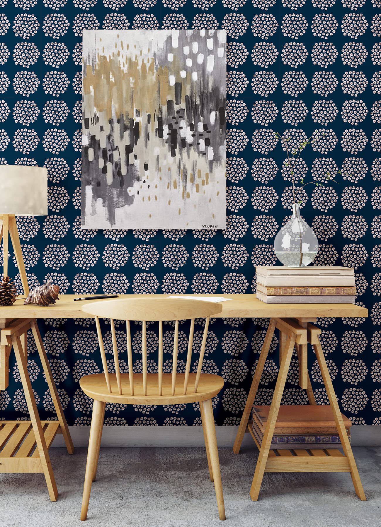 Marimekko Navy Puketti Peel & Stick Wallpaper, Blue - Image 3