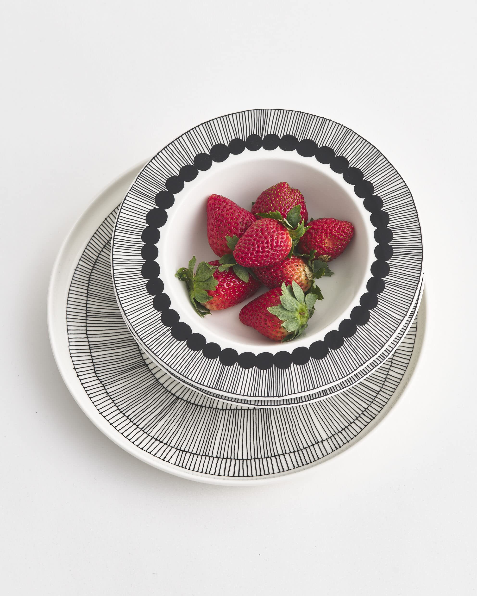 MARIMEKKO Oiva Siirtolapuutarha Deep Dinner Plate — Refine Your Kitchen Décor with Our Iconic White Stoneware — Stylish Pasta Bowls with Rim to Elevate Your Dining Experience (8”/8.8 oz) - Image 3