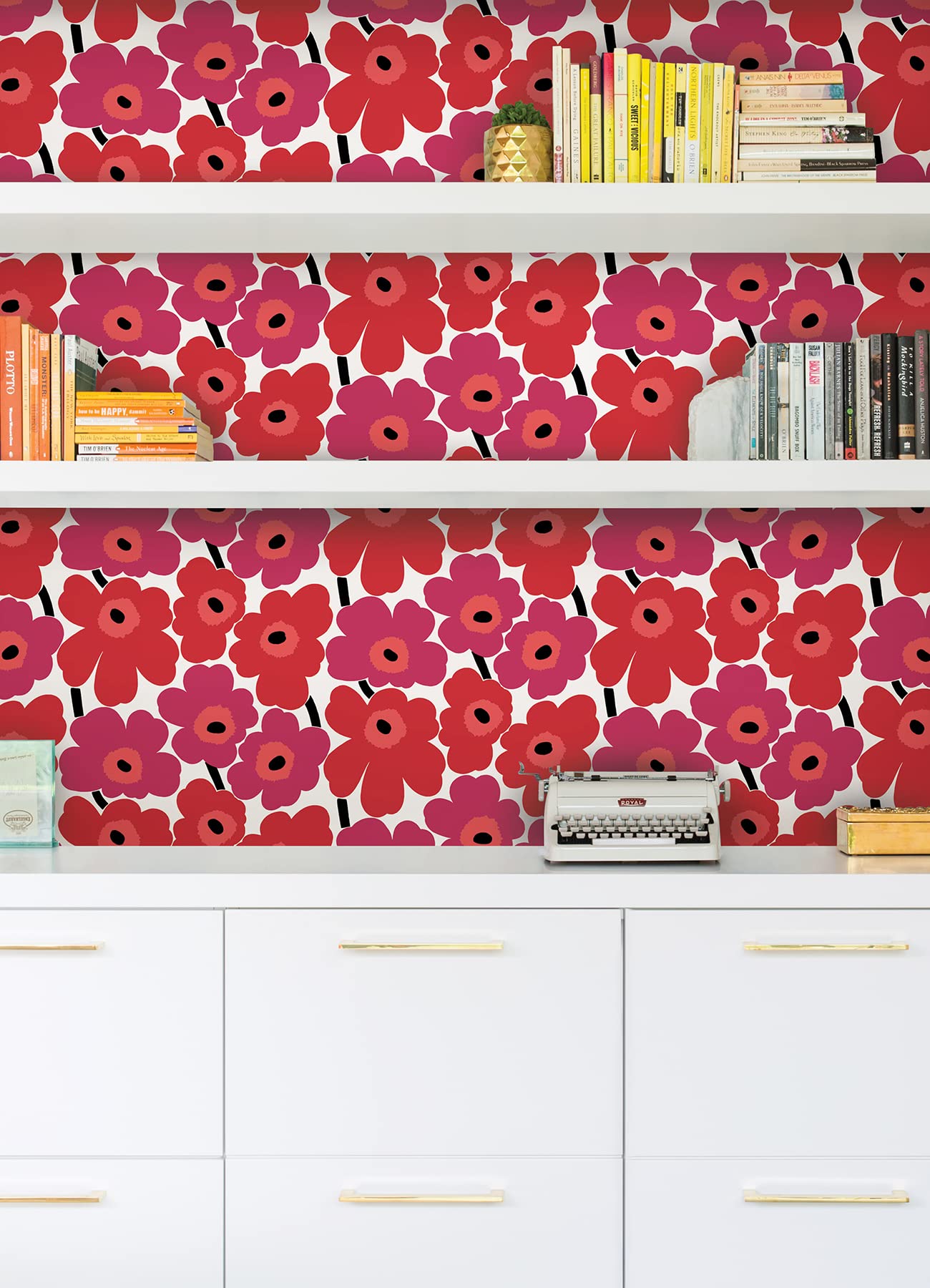 Marimekko Red Pieni Unikko Peel & Stick Wallpaper (MKS4492) - Image 3