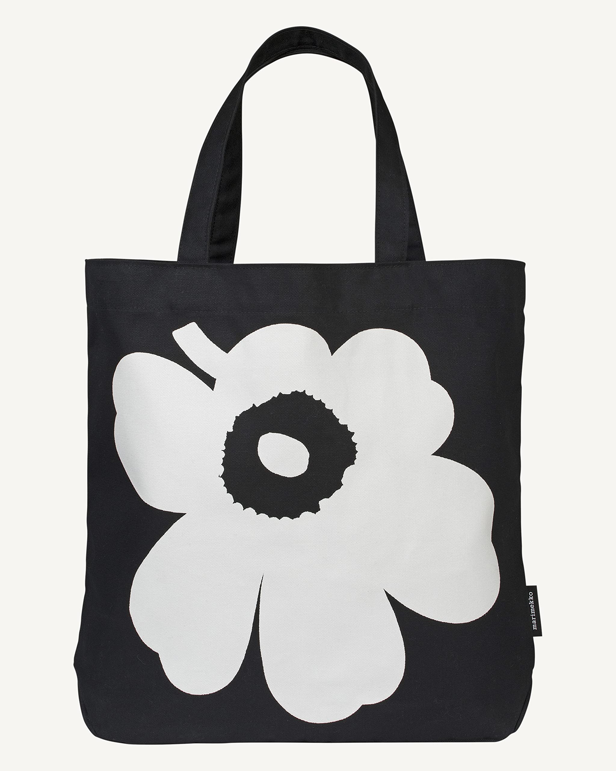 MARIMEKKO Torna Unikko Cotton Tote Bag (Black and White) – Large Tote Bag to Include in your Daily Essentials – 18” x 15” x 5” - Image 3