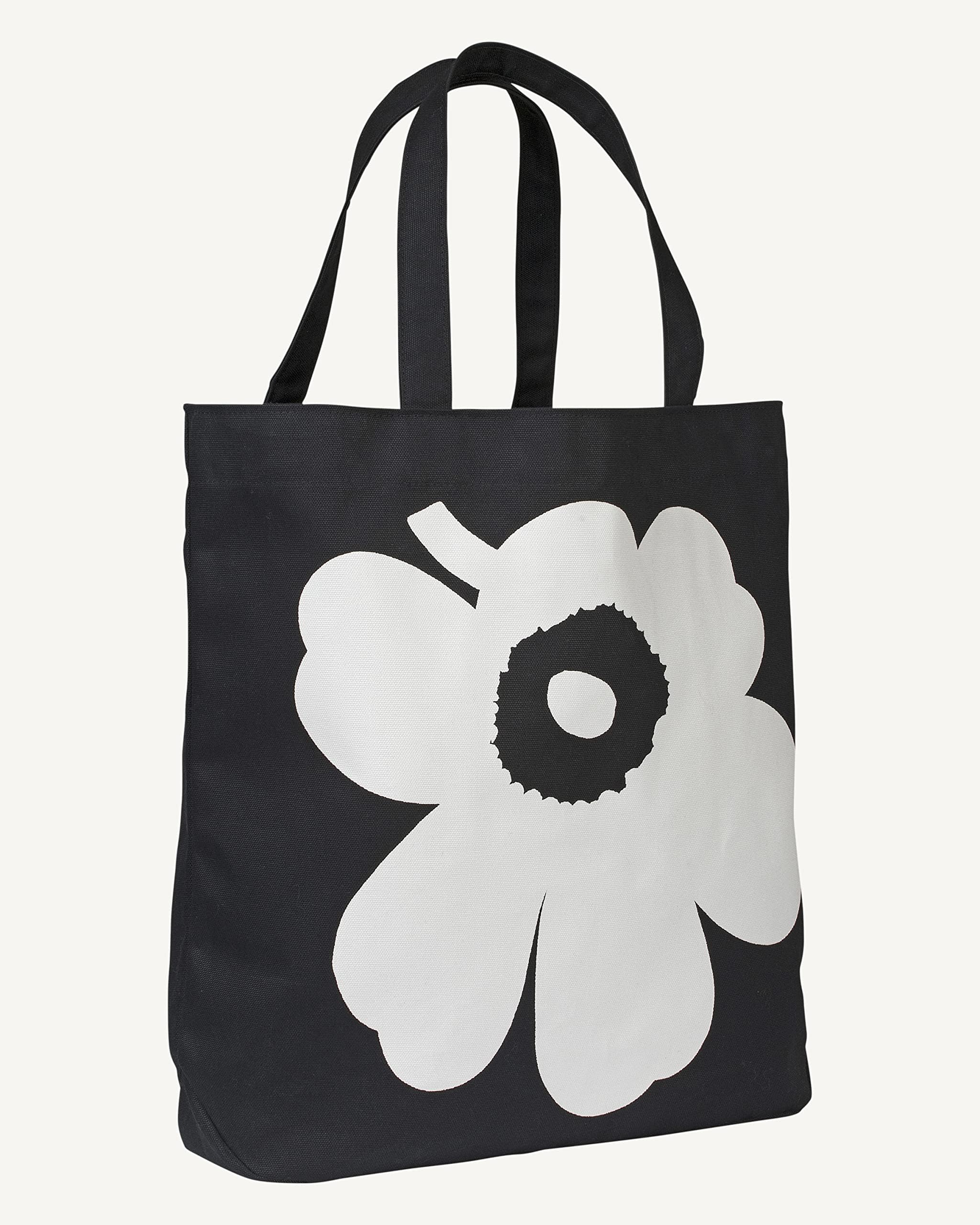 MARIMEKKO Torna Unikko Cotton Tote Bag (Black and White) – Large Tote Bag to Include in your Daily Essentials – 18” x 15” x 5” - Image 4