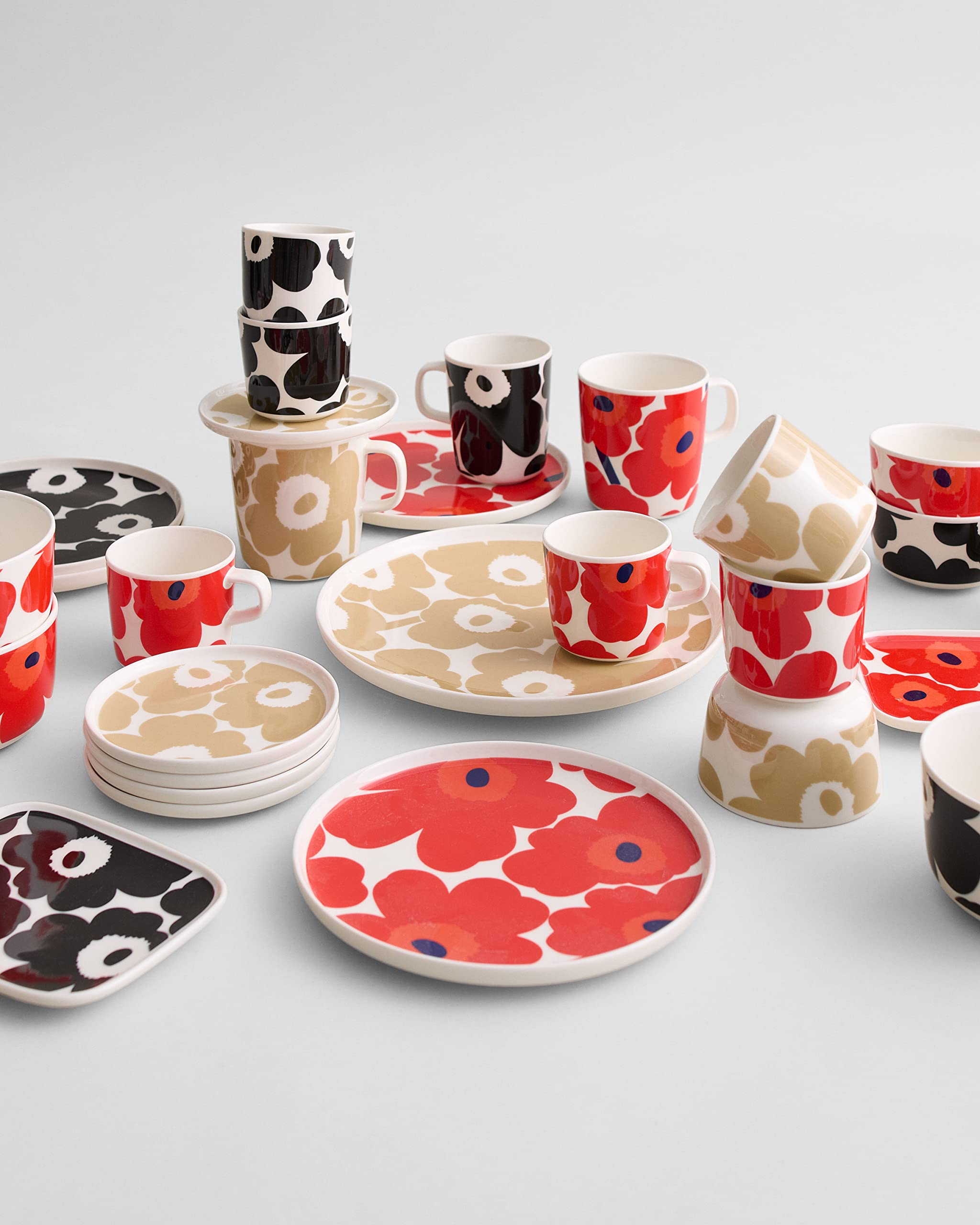Marimekko - Unikko Oiva Breakfast Set of Stoneware Coffee Cups & Salad Plates (4-Pc) - Image 5