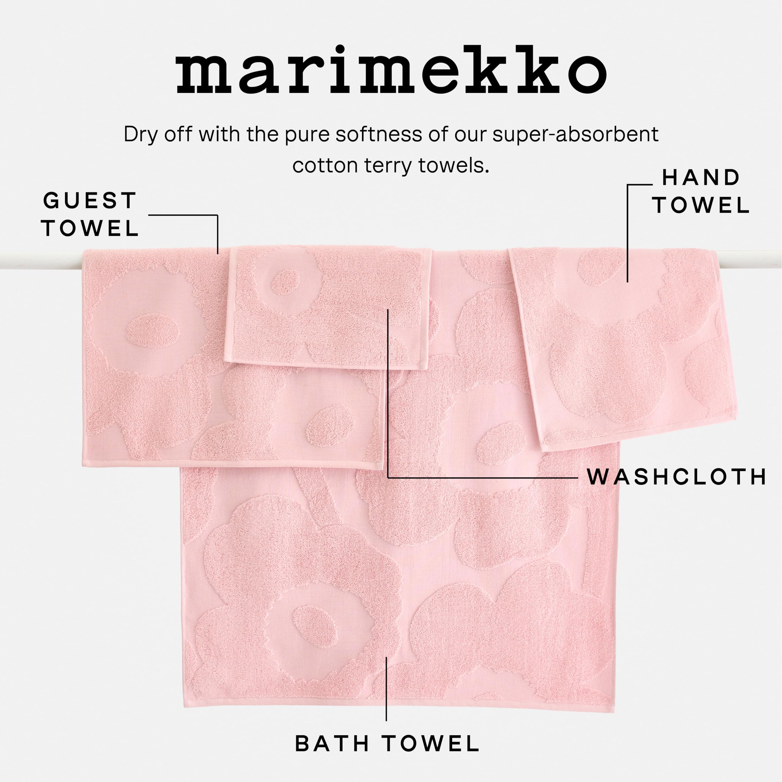 MARIMEKKO Unikko Terry Cotton Bath Towel (Beige) – Floral Patterned Bath Towels – 59 in x 28 in - Image 6
