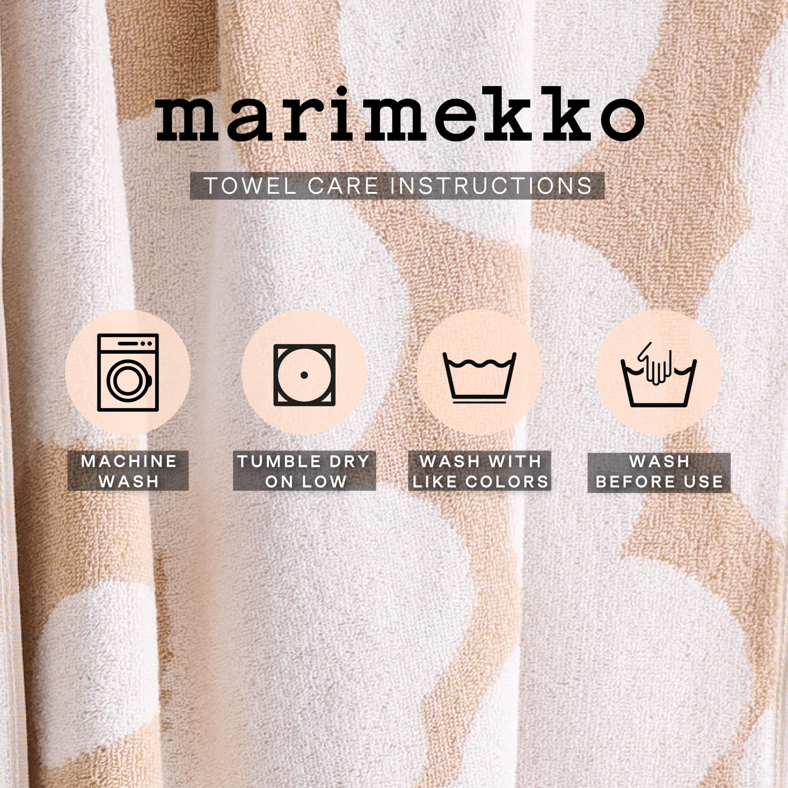 MARIMEKKO Unikko Terry Cotton Bath Towel (Beige) – Floral Patterned Bath Towels – 59 in x 28 in - Image 7